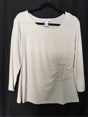 Carmen Neutral Lace-Up Long-Sleeve Top